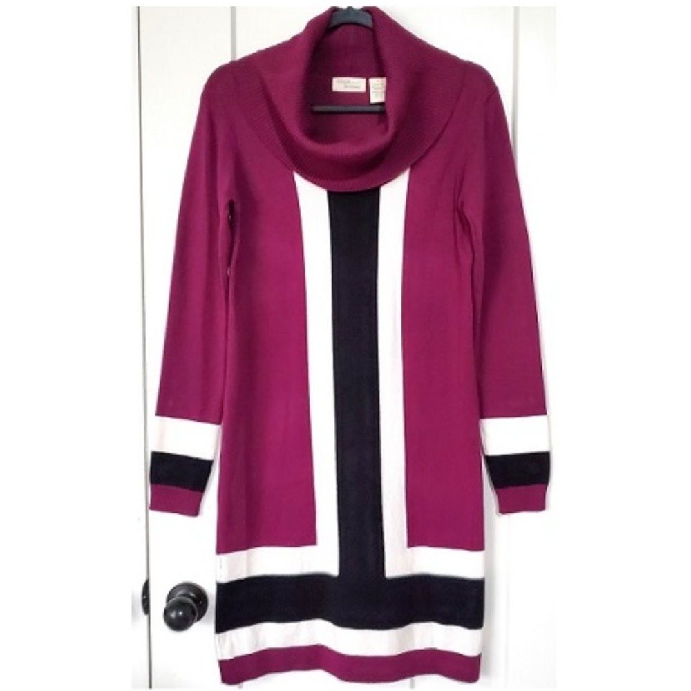 Allison Brittney Long Tunic Women’s Cowl Neck Knit Sweater Dress